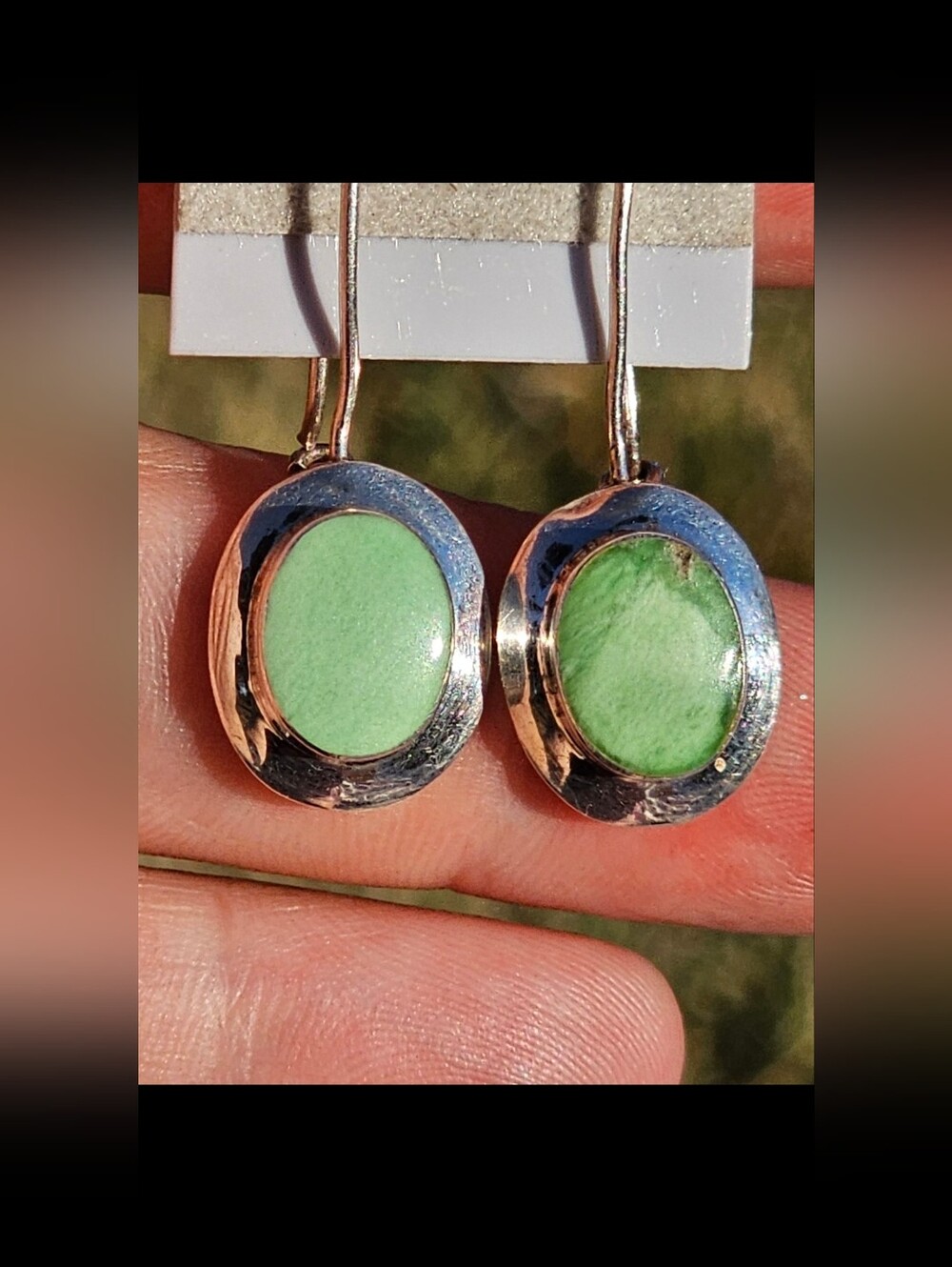 Vintage 925 Gaspeite Southwesyern Dangle Earrings